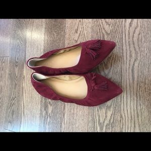 J Crew Burgundy Tassel Flats